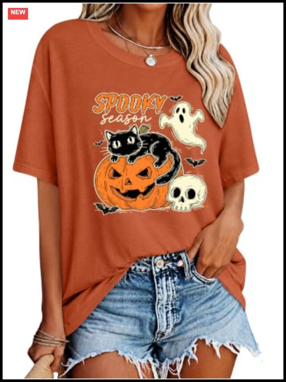 Women's Funny Halloween Graphic T-Shirt Oversized Cotton Blend Tee
